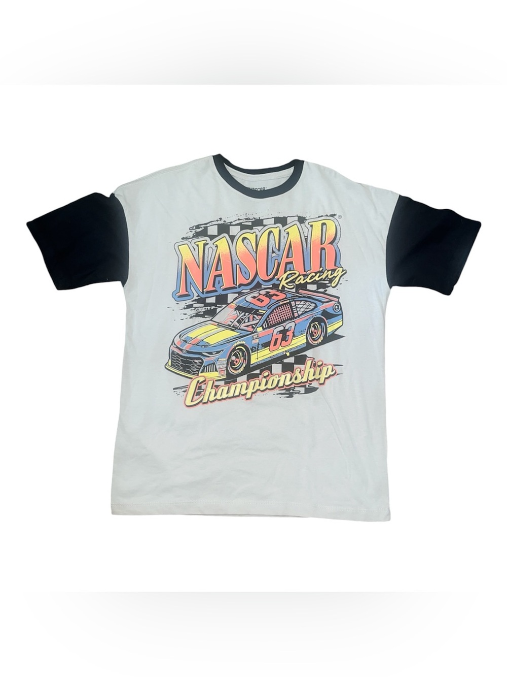 Nascar Kids Racing Tee - White Body with Black Sleeves